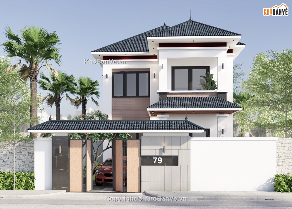 Nhà 2 tầng mặt tiền 8m mái nhật,mặt tiền 8m,Nhà 2 tầng,Nhà ở nông thôn mái nhật mặt tiền 8m