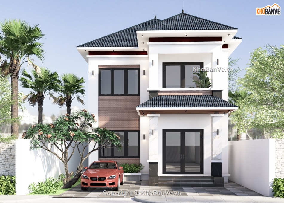Nhà 2 tầng mặt tiền 8m mái nhật,mặt tiền 8m,Nhà 2 tầng,Nhà ở nông thôn mái nhật mặt tiền 8m