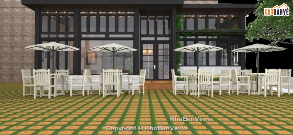 sketchup cafe,model su cafe,quán cafe sketchup