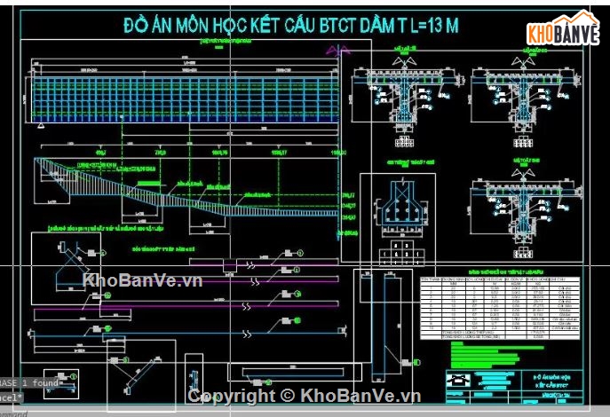 Đồ án BTCT,đồ án BTCT 1,Dầm T L=13m No3