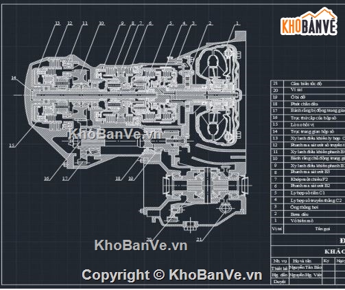đồ án khảo sát hộp số tự động,khảo sát hộp số tự động,hộp số tự động file cad