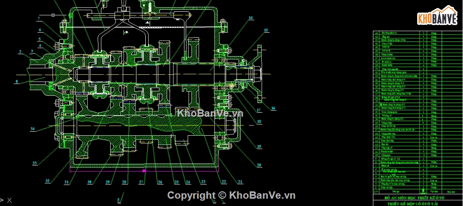 thiết kế hộp số,đồ án hộp số,hộp số xe tải