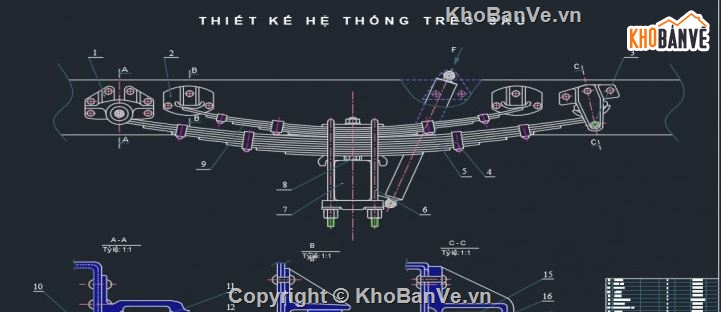 hệ thống treo xe tải,hệ thống treo xe tải huyndai,hệ thống treo xe tải file cad