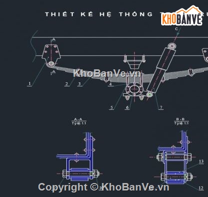 hệ thống treo xe tải,hệ thống treo xe tải huyndai,hệ thống treo xe tải file cad