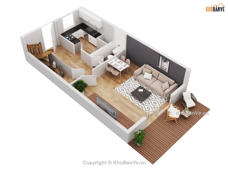 nha pho hai tang,ban ve 3dsmax,mat bang bo tri noi that,3d floor plan,nha hai phong ngu,Bản vẽ nhà phố