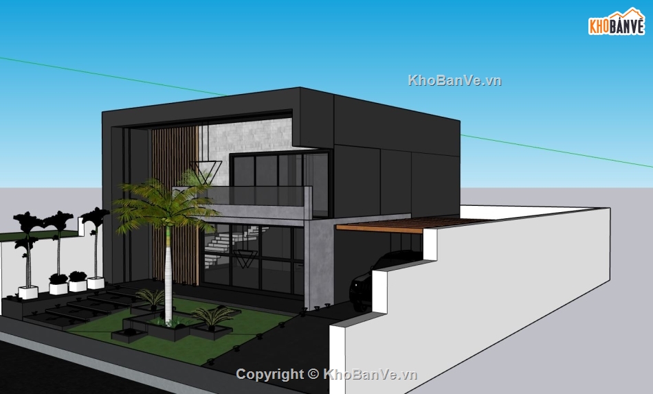 biệt thự 2 tầng,thiết kế biệt thự 2 tầng,biệt thự sketchup,model su biệt thự 2 tầng