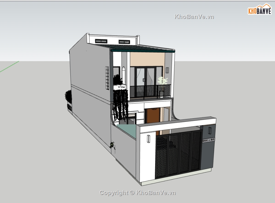 su nhà phố,sketchup nhà phố,sketchup nhà phố 2 tầng