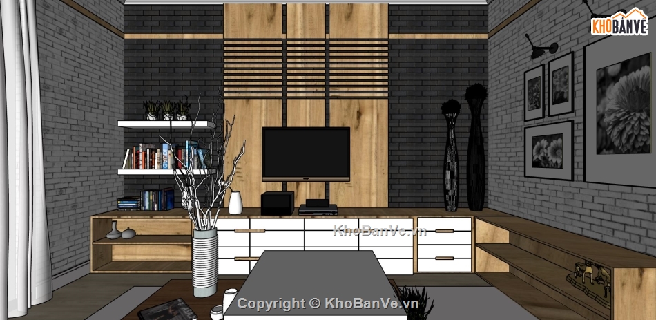 phòng khách hiện đại,sketchup phòng khách,thiết kế phòng khách sketchup,mẫu su phòng khách