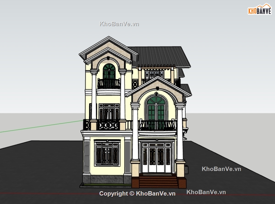 biệt thự 3 tầng,biệt thự sketchup,su biệt thự,sketchup biệt thự