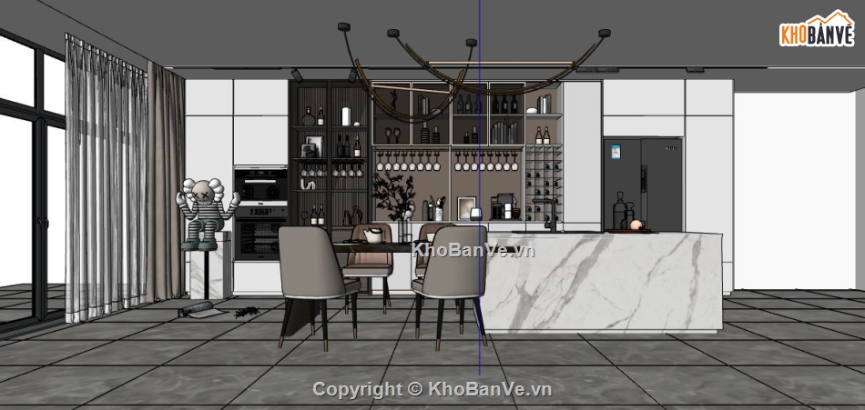 bếp ăn dựng sketchup,Model sketchup bếp ăn,file su mẫu bếp ăn,model sketchup bếp ăn