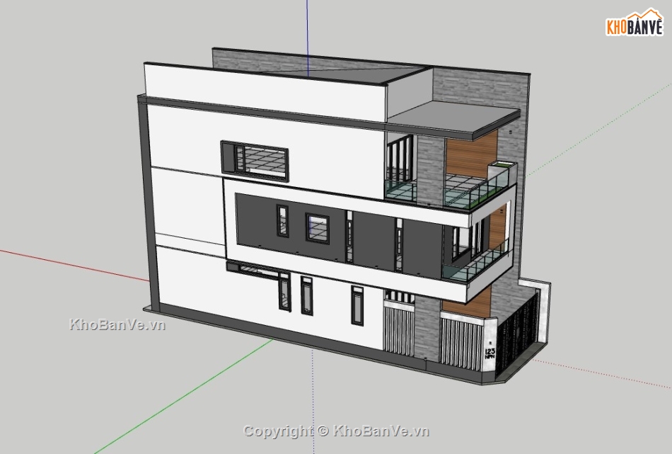 nhà phố 3 tầng dựng model su,fil su dựng mẫu nhà phố,mẫu 3d su dựng nhà phố,nhà phố 3 tầng file sketchup