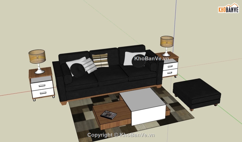 bàn ghế phòng khách,sketchup phòng khách,file 3d sketchup phòng khách
