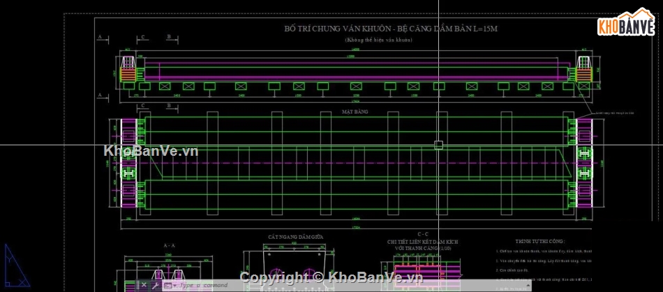 dầm bản rỗng,bản dầm,Bản vẽ dầm,Bản vẽ dầm L=15m