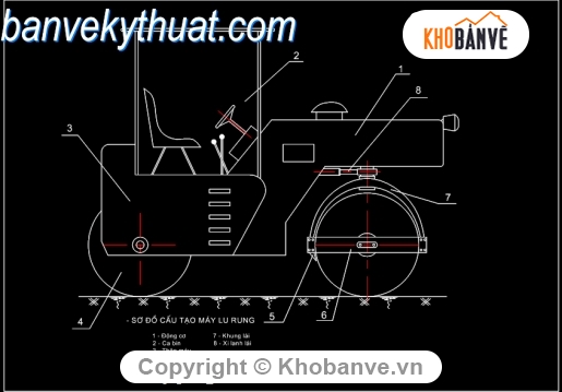 Bản vẽ,Bản vẽ autocad,máy lu rung,cad máy móc lu rung