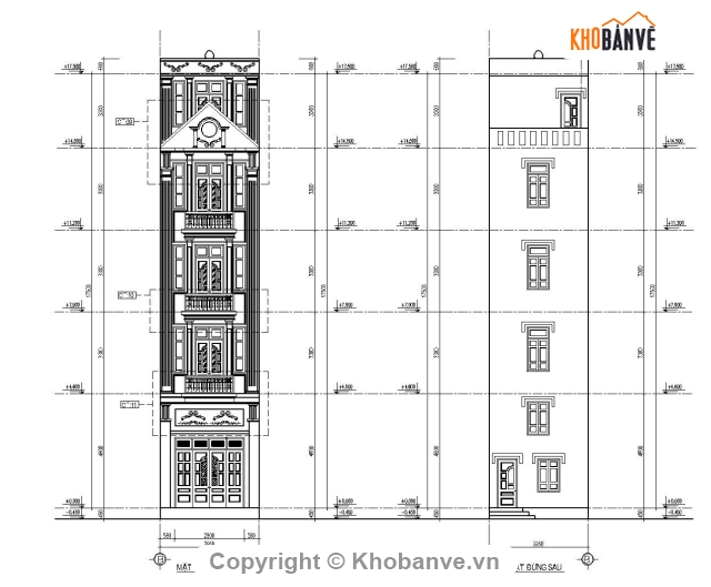 Thiết kế nhà phố,Bản vẽ nhà phố,nhà phố 4x17m,mẫu nhà 5 tầng,bản vẽ nhà phố 4x17m