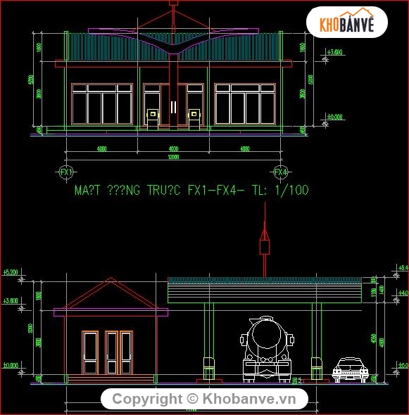 trạm xăng dầu đẹp,bản vẽ kiến trúc trạm xăng,trạm xăng dầu trường tân