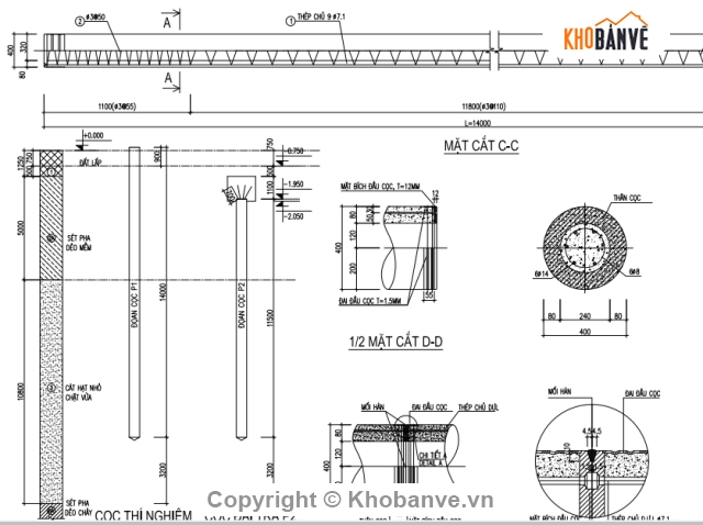 cọc bê tông dự ứng lực,cọc ly tâm,bản vẽ cọc ly tâm