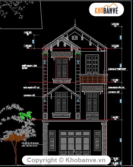 Bản vẽ nhà phố,kiến trúc 3 tầng,kiến trúc 2 tầng 1 tum,nhà phố 6x13m,Bản vẽ nhà phố 2 tầng 1 tum