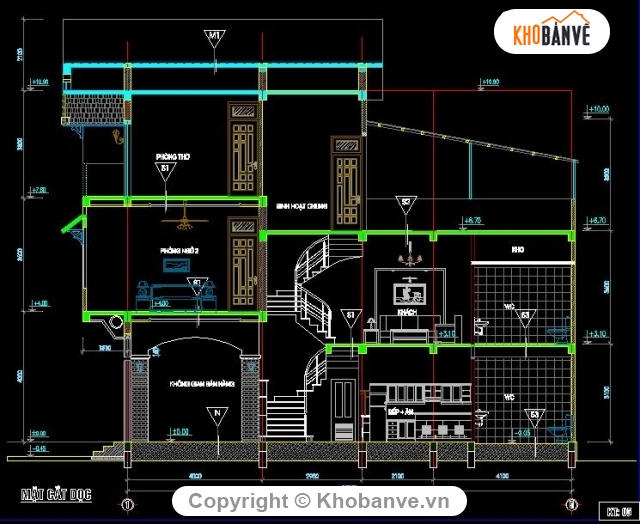 Bản vẽ nhà phố,kiến trúc 3 tầng,kiến trúc 2 tầng 1 tum,nhà phố 6x13m,Bản vẽ nhà phố 2 tầng 1 tum