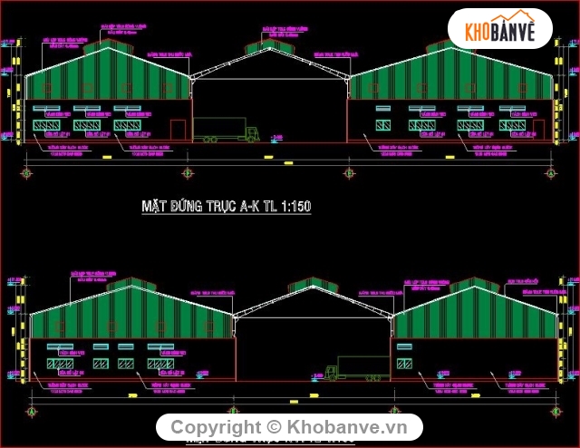 Xưởng sản xuất thủy sản,thiết kế Xưởng sản xuất,bản vẽ xưởng sản xuất thủy sản,xưởng sản xuất kích thước 63x65m