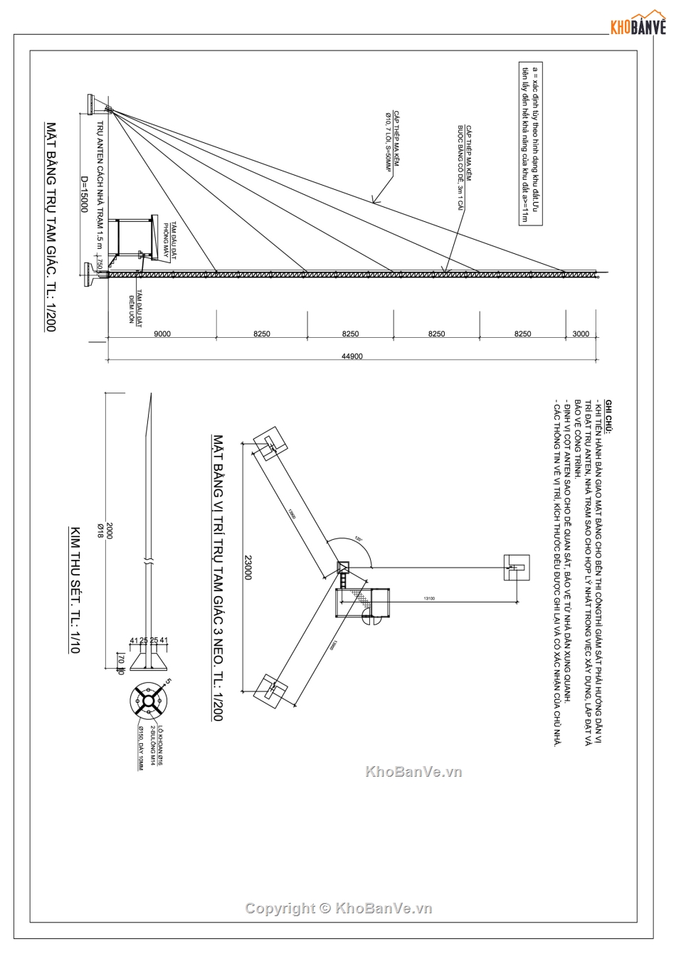 Bản vẽ thiết kế thi công nhà trạm bts và cột anten,nhà trạm bts,cột anten 45m,trạm phát sóng,trạm bts