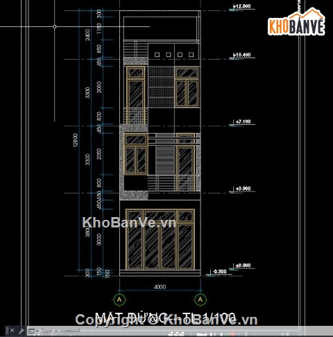 Bản vẽ nhà phố,nhà phố 4 tầng,nhà 4 tầng