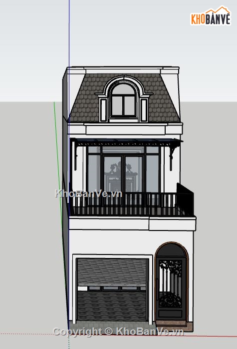 thiết kế nhà phố 2 tầng file su,bản vẽ sketchup nhà phố 2 tầng,nhà phố 2 tầng 1 tum dựng 3d su,phối cảnh sketchup nhà phố