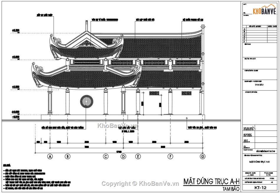 thiết kế đền,Nhà 8 mái,Thiết kế nhà 8 mái,Nhà thờ có hậu cung,Nhà tam bảoi,bản vẽ nhà tam bảo