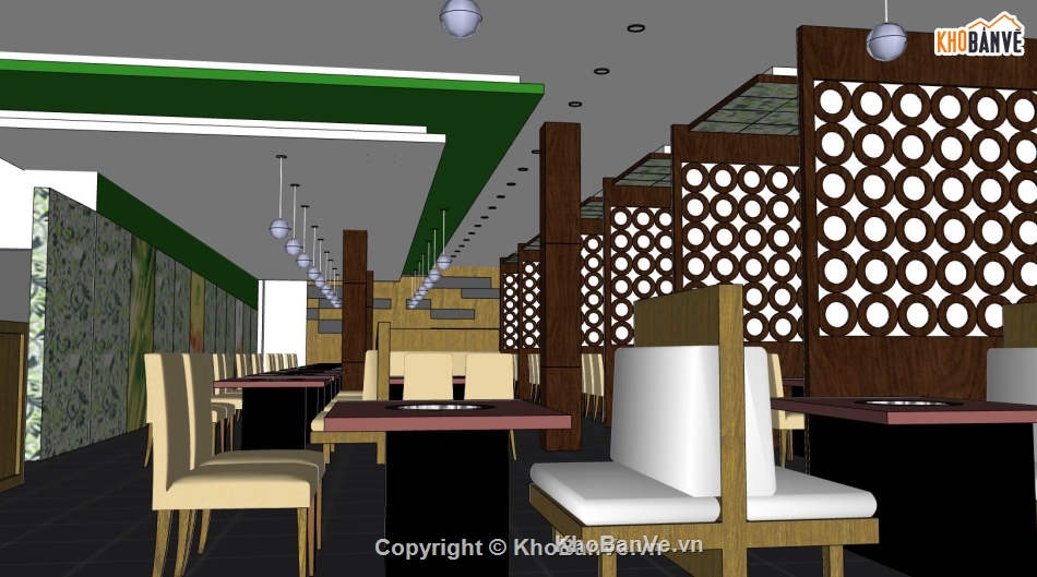 thiết kế nhà sketchup,hiết kế nội thất nhà hàng,nhà hàng lẩu nướng su