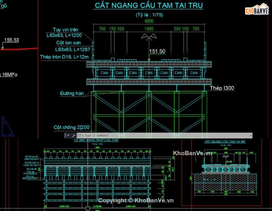 Bản vẽ thi công,thi công cầu tạm,cầu tạm bằng thép