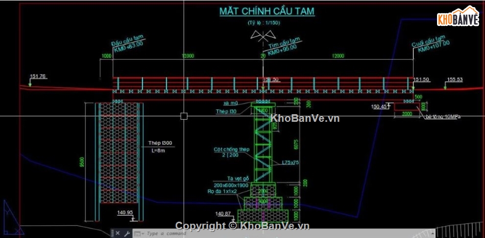 Bản vẽ thi công,thi công cầu tạm,cầu tạm bằng thép