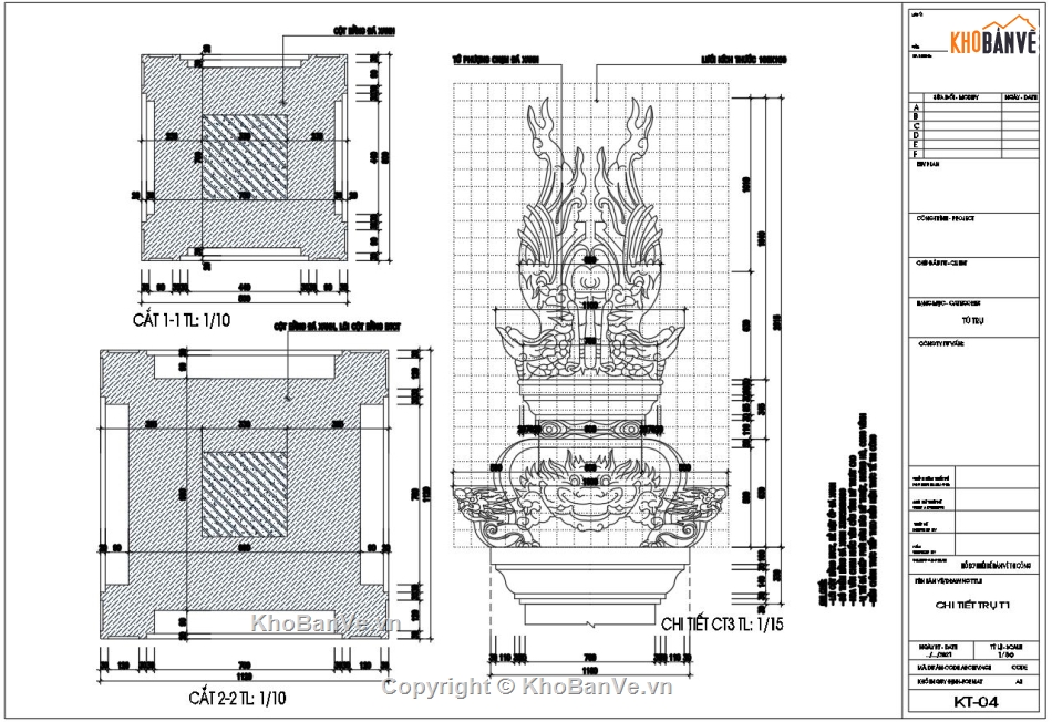 Tứ trụ đẹp,Mẫu thiết kế tứ trụ,Bản vẽ tứ trụ,FIle cad tứ trụ,Thiết kế tứ trụ cổ