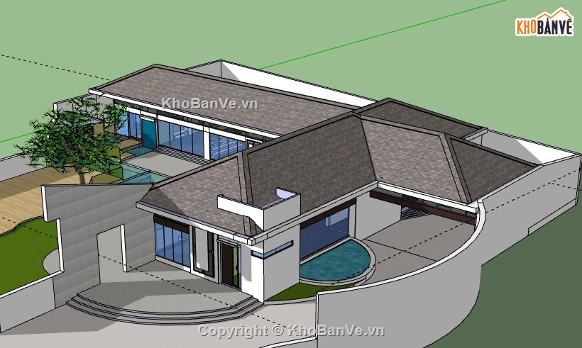 Biệt thự 1 tầng,model su biệt thự 1 tầng,file su biệt thự 1 tầng,biệt thự 1 tầng sketchup,sketchup biệt thự 1 tầng