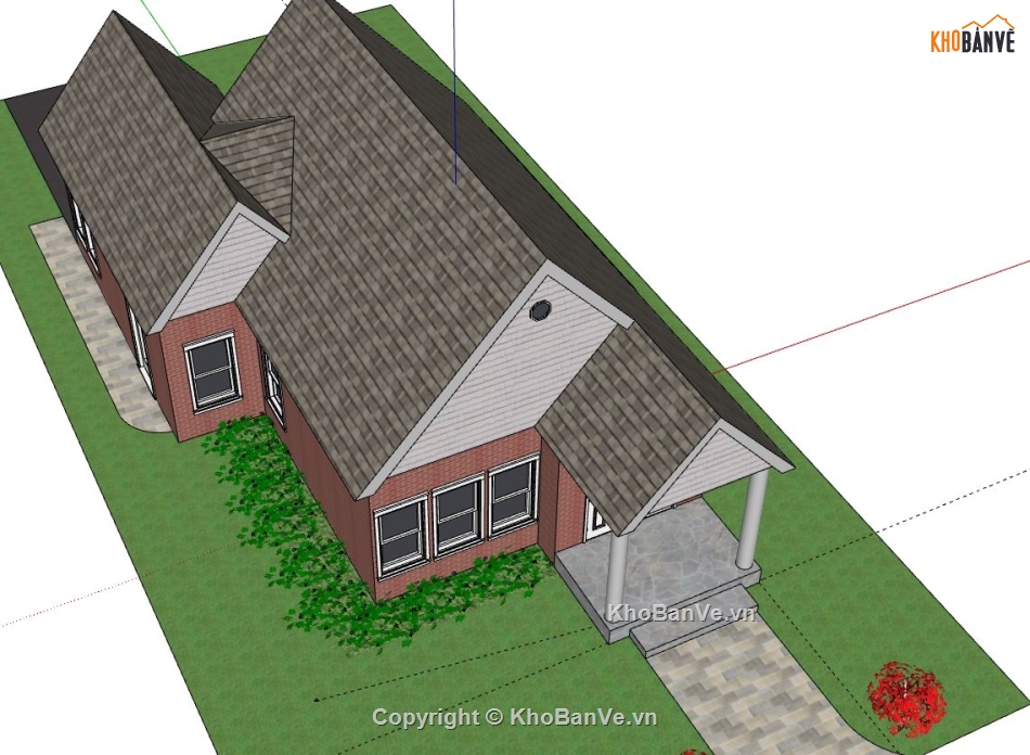 Biệt thự 1 tầng,model su biệt thự 1 tầng,biệt thự 1 tầng sketchup,sketchup biệt thự 1 tầng,file su biệt thự 1 tầng