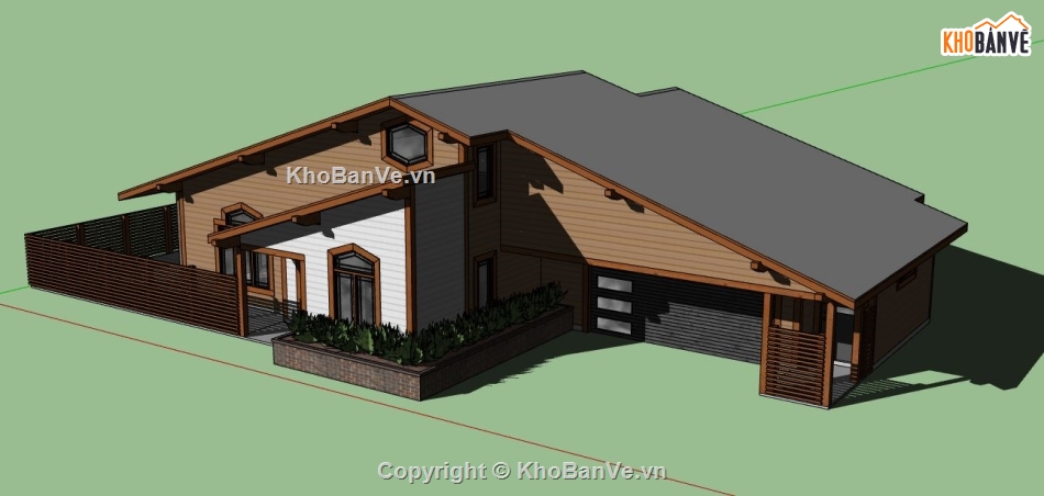 biệt thự 1 tầng,su biệt thự 1 tầng,file sketchup biệt thự 1 tầng