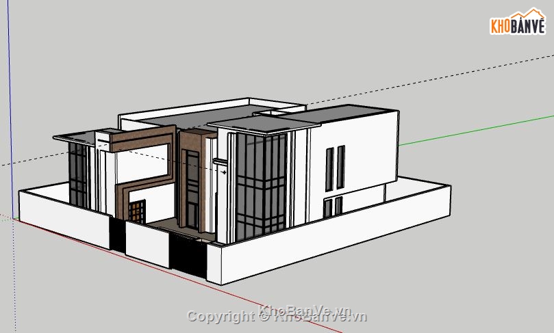 Biệt thự 1 tầng,model su biệt thự 1 tầng,sketchup biệt thự 1 tầng