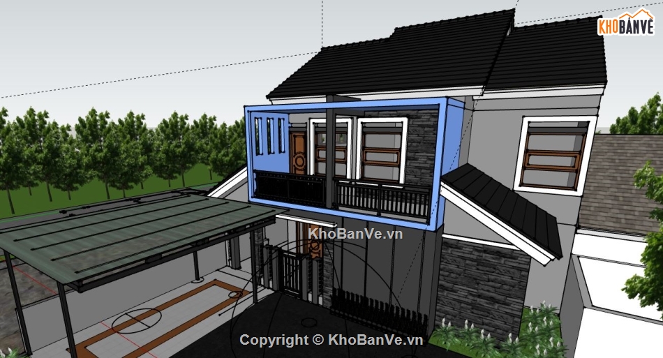 Biệt thự 2 tầng,model su biệt thự 2 tầng,biệt thự 2 tầng file su,file sketchup biệt thự 2 tầng