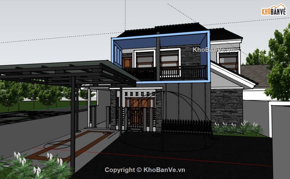 Biệt thự 2 tầng,model su biệt thự 2 tầng,biệt thự 2 tầng file su,file sketchup biệt thự 2 tầng