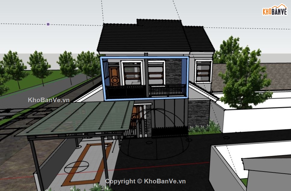 Biệt thự 2 tầng,model su biệt thự 2 tầng,biệt thự 2 tầng file su,file sketchup biệt thự 2 tầng