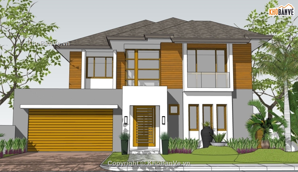 biệt thự 2 tầng,model su biệt thự 2 tầng,file sketchup biệt thự 2 tầng,biệt thự 2 tầng file sketchup