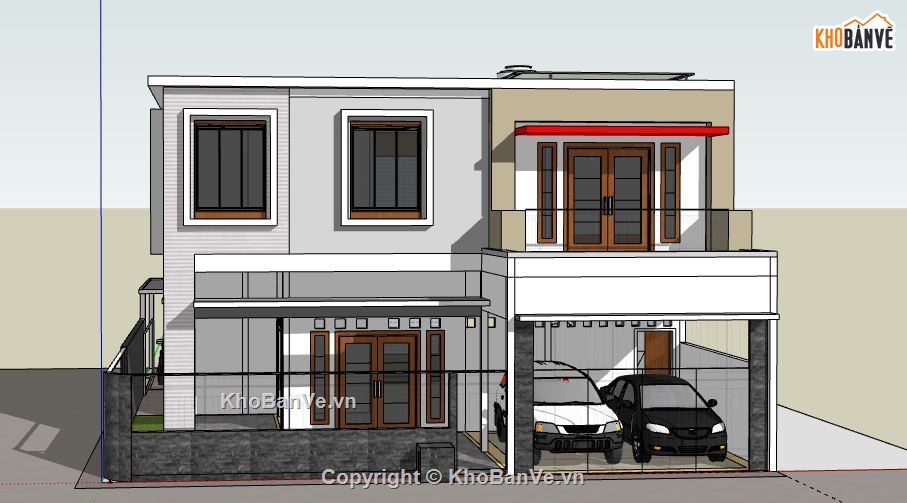 Biệt thự 2 tầng,model su biệt thự 2 tầng,biệt thự 2 tầng file su,sketchup biệt thự 2 tầng,nhà biệt thự 2 tầng file su