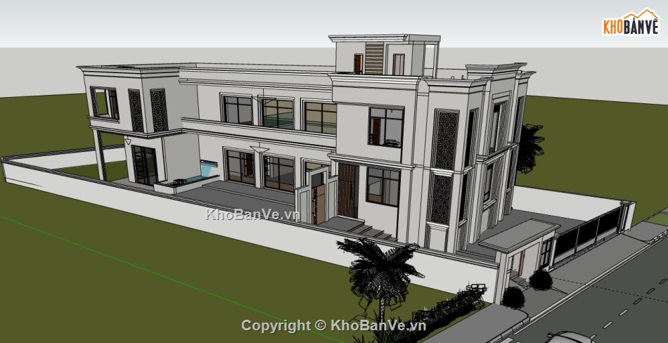 Biệt thự 2 tầng,model su biệt thự 2 tầng,biệt thự 2 tầng file su,file sketchup biệt thự 2 tầng,biệt thự 2 tầng sketchup