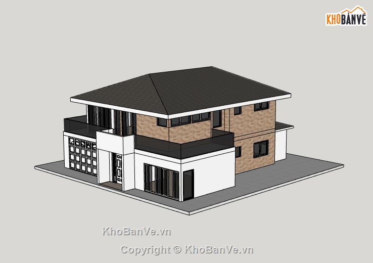 Biệt thự 2 tầng,model su biệt thự 2 tầng,sketchup biệt thự 2 tầng