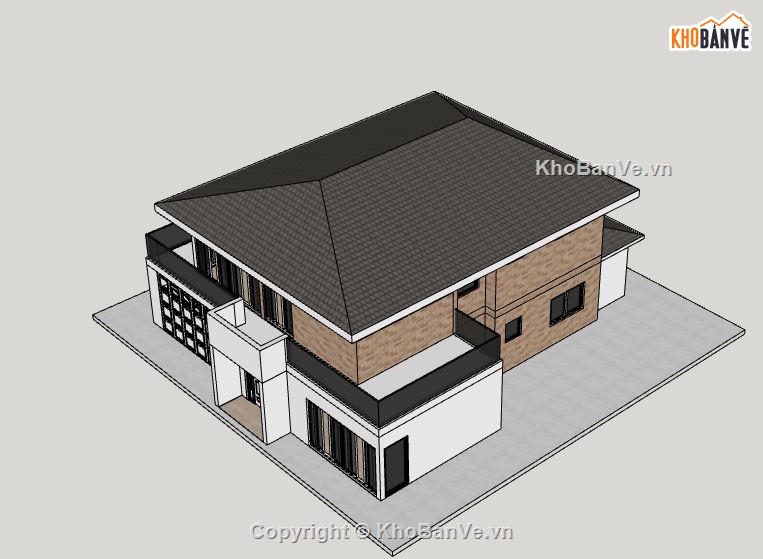 Biệt thự 2 tầng,model su biệt thự 2 tầng,sketchup biệt thự 2 tầng