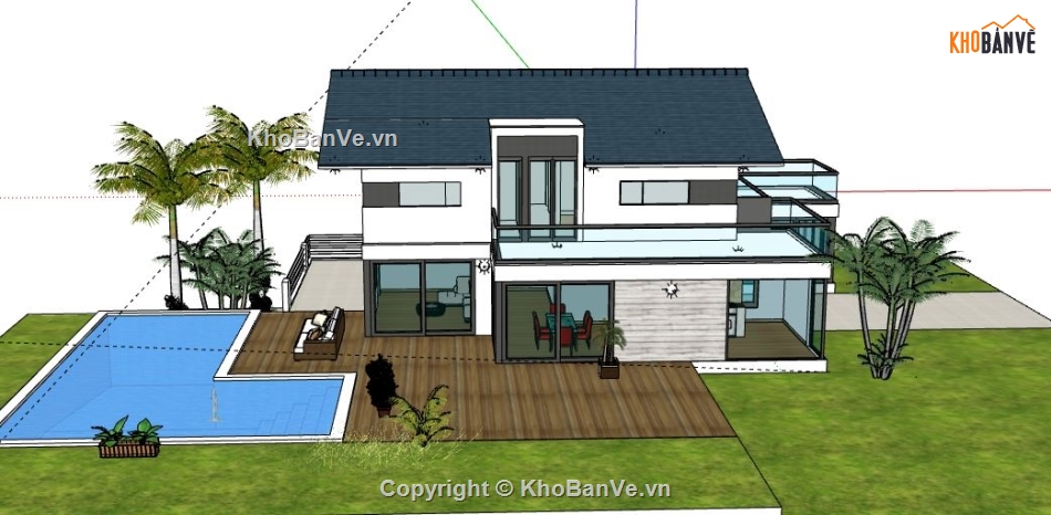 Biệt thự 2 tầng,model su biệt thự 2 tầng,biệt thự 2 tầng file su,file sketchup biệt thự 2 tầng,biệt thự 2 tầng model su