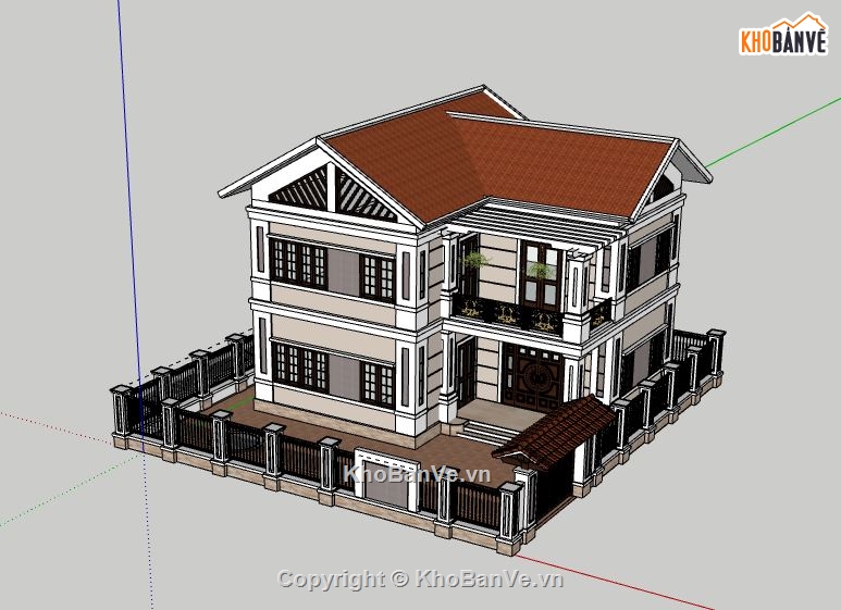 Biệt thự 2 tầng,model su biệt thự 2 tầng,file sketchup biệt thự 2 tầng