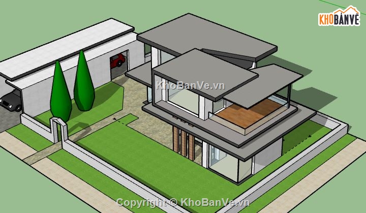 Biệt thự 2 tầng,model su biệt thự 2 tầng,biệt thự 2 tầng file su,sketchup biệt thự 2 tầng