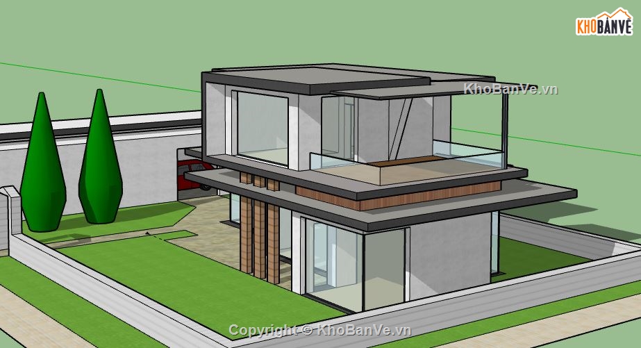 Biệt thự 2 tầng,model su biệt thự 2 tầng,biệt thự 2 tầng file su,sketchup biệt thự 2 tầng