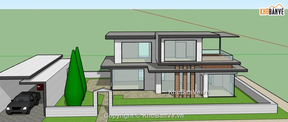 Biệt thự 2 tầng,model su biệt thự 2 tầng,biệt thự 2 tầng file su,sketchup biệt thự 2 tầng