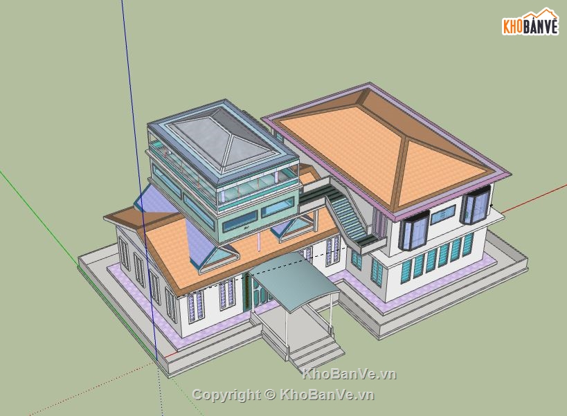 Biệt thự 2 tầng,model su biệt thự 2 tầng,file sketchup biệt thự 2 tầng